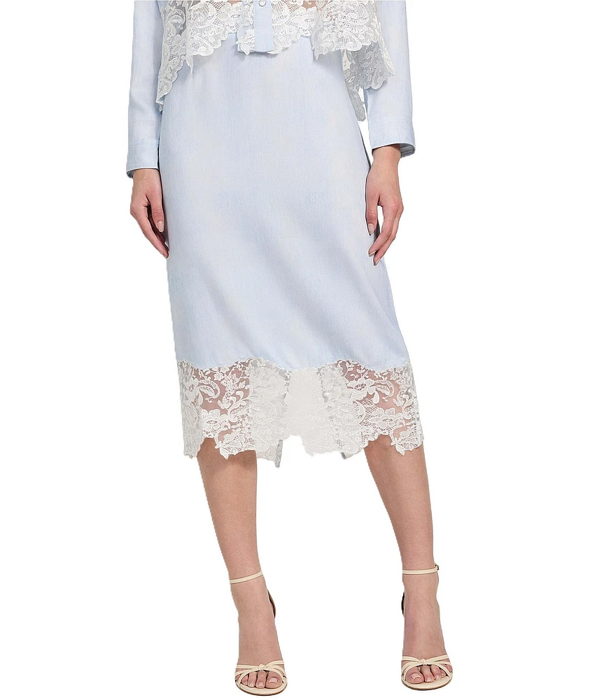 Guess Lana Lace Trimmed Midi Skirt