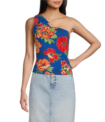 Guess Linda One-Shoulder Tropical Floral Top