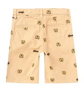 Guess Little Boys 2T-7 Embroidered Bear & Logo Stretch Gabardine Shorts