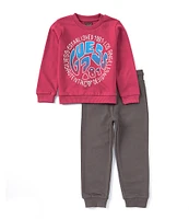 Guess Little Boys 2T-7 Long Sleeve Active Graphic Guess Pullover Top & Active Pants Set