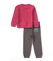 Guess Little Boys 2T-7 Long Sleeve Active Graphic Guess Pullover Top & Active Pants Set