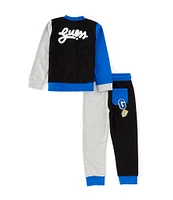 Guess Little Boys 2T-7 Long Sleeve Colorblock Active Guess Top & Active Pants 2-Piece Set