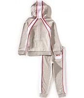Guess Little Boys Long-Sleeve Piping-Detailed Unbrushed-Fleece Hooded Jacket & Matching Jogger Pant Set