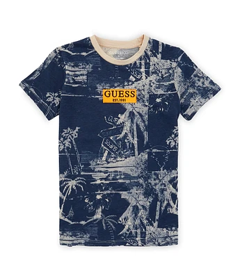 Guess Little Boys 2T-7 Short Sleeve Logo Palm T-Shirt