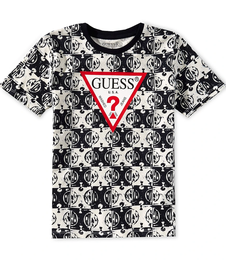 Guess Little Boys 2T-7 Short Sleeve Logo Checker Guess T-Shirt