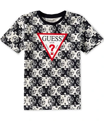 Guess Little Boys 2T-7 Short Sleeve Logo Checker Guess T-Shirt