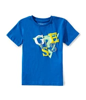 Guess Little Boys 2T-7 Short Sleeve Triangle Graphic Guess T-Shirt