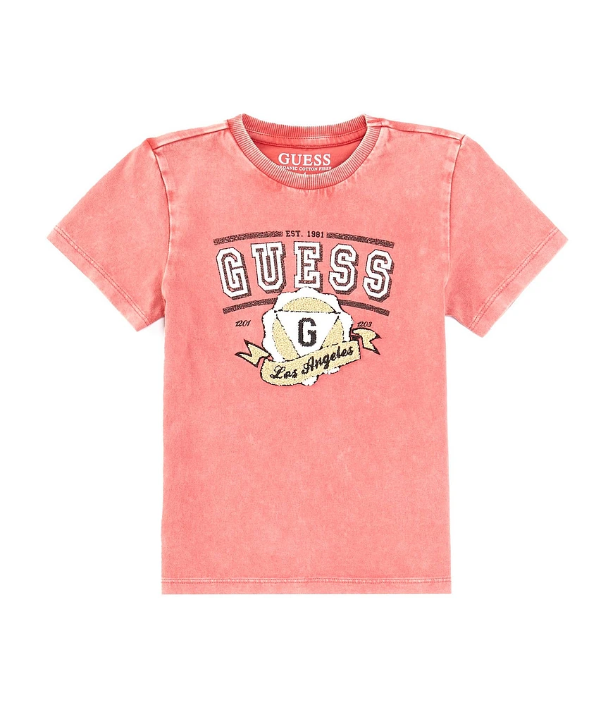 Guess Little Boys 2T-7 Short Sleeve Washed Graphic Print T-Shirt