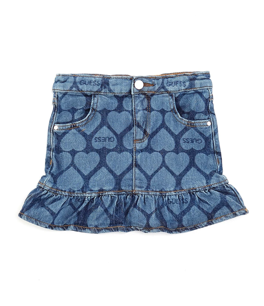 Guess Little Girls 2T-6X Heart Patterned Flounce-Hem Skirt