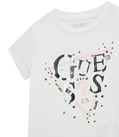 Guess Little Girls 2T-6X Screen Print Guess Triangle Logo Short Sleeve T-Shirt