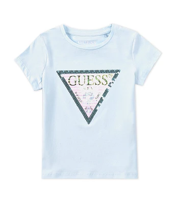 Guess Little Girls 2T-6X Short-Sleeve Sequin-Embellished-Logo T-Shirt