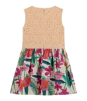 Guess Little Girls Sleeveless Mixed Fabric Dress