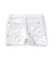 Guess Little Girls 2T-7 Allover-Embroidered Rigid Bull Denim Shorts