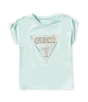 Guess Little Girls 2T-7 Batwing Sleeve Triangle Logo T-Shirt