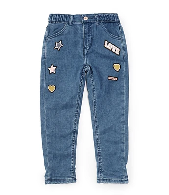 Guess Little Girls 2T-7 Chenille-Patch-Appliqued Paperbag-Waist Baggy-Fit Jeans