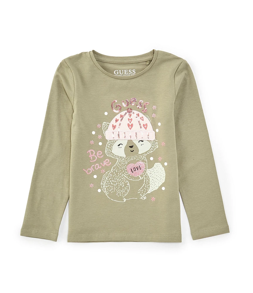 Guess Little Girls 2T-7 Long Sleeve Be Brave Graphic T-Shirt