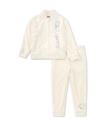 Guess Little Girls 2T-7 Long Sleeve Logo Stretch Jersey Jacket & Matching Jogger Pant Set