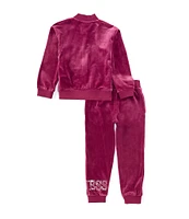 Guess Little Girls 2T-7 Long Sleeve Logo Stretch Jersey Jacket & Matching Jogger Pant Set