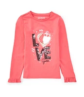 Guess Little Girls 2T-7 Long Sleeve Love Mixed Media T-Shirt