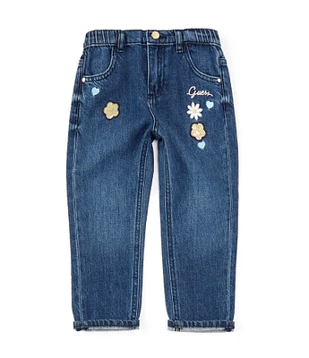 Guess Little Girls 2T-7 Mom-Fit Terry-Appliqued Jeans