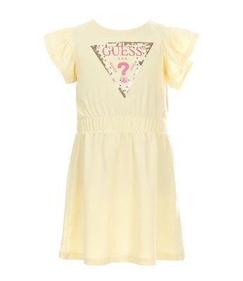 Guess Little Girls 2T-7 Short Ruffle Sleeve Stretch Jersey Dress