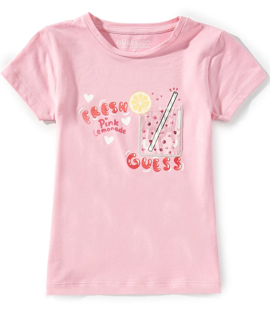 Guess Little Girls 2T-7 Short Sleeve Lemonade Graphic T-Shirt