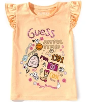 Guess Little Girls 2T-7 Short Sleeve Logo Joy T-Shirt