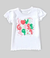 Guess Little Girls 2T-7 Short Sleeve Love Guess Printed T-Shirt