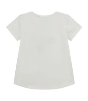 Guess Little Girls Short Sleeve Sequin-Embellished Embroidered Triangle-Shaped Motif T-Shirt