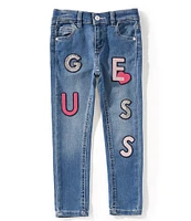 Guess Little Girls Skinny-Fit Sequin-Embellished-Embroidered Jeans
