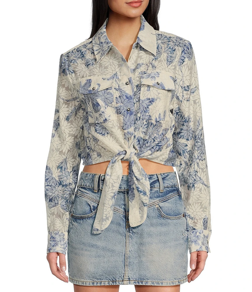 Guess Long Sleeve Adelaide Bow Shirt