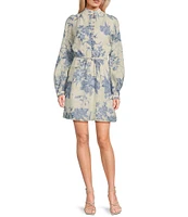 Guess Long Sleeve Adelaide Floral Flare Dress