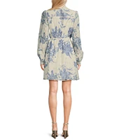 Guess Long Sleeve Adelaide Floral Flare Dress