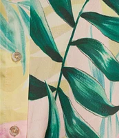 Guess Coordinating Satin Tropical Print Long Sleeve Bowed Jun Shirt