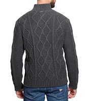 Guess Long Sleeve Diamond Cable Knit Half-Zip Sweater