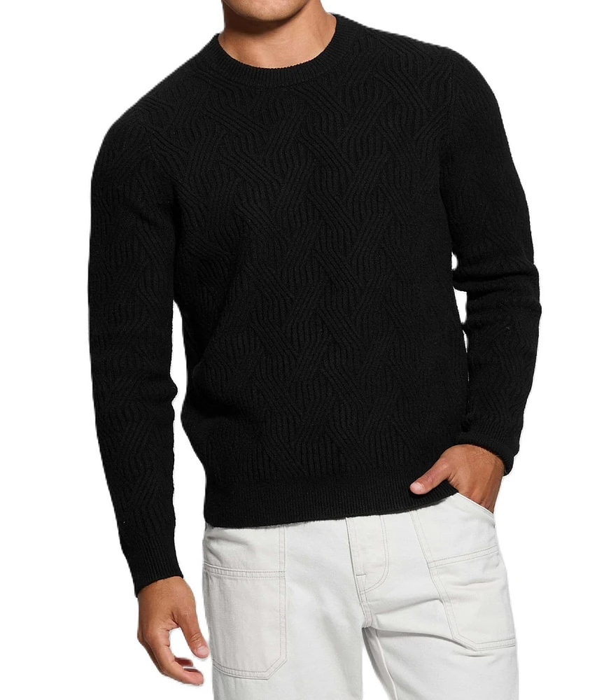 Guess Long Sleeve Rib-Knit Lattice Wesley Sweater