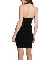 Guess Lucia Belted Sleeveless Wavy Rib Knit Mini Dress