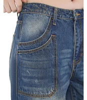 Guess Mid Rise Double Pocket Wide Leg Jeans