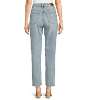 Guess Mom High Rise Straight Leg Embellished Pocket Jeans