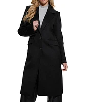 Guess Nancy Fit Faux Fur Collar Wool Blend Coat