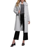 Guess Nancy Fit Faux Fur Collar Wool Blend Coat