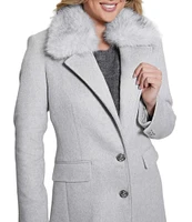 Guess Nancy Fit Faux Fur Collar Wool Blend Coat