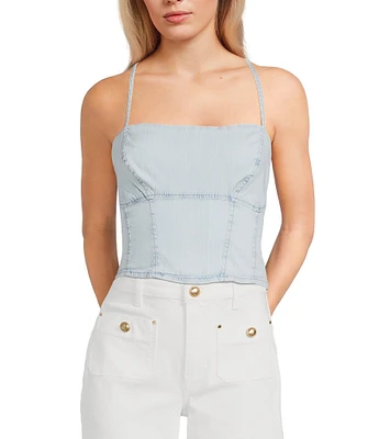 Guess Niki Sleeveless Cropped Denim Top