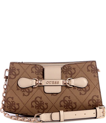 Guess Nolana Latte Logo Top Zip Crossbody Bag