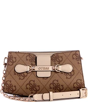 Guess Nolana Latte Logo Top Zip Crossbody Bag