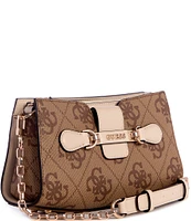 Guess Nolana Latte Logo Top Zip Crossbody Bag