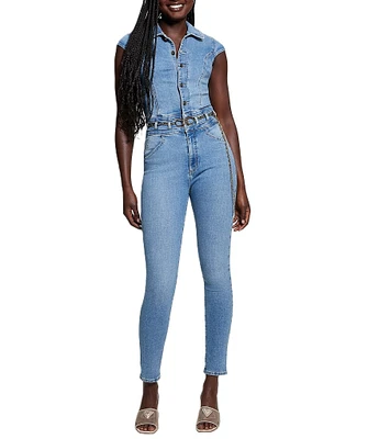 Guess Nova Short Sleeve Denim Jumpsuit