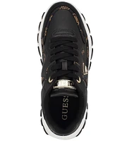 Guess Nowah Logo Print Accented Platform Wedge Sneakers