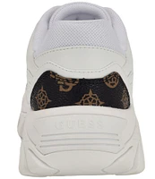 Guess Nowah Logo Print Accented Textile Platform Wedge Sneakers