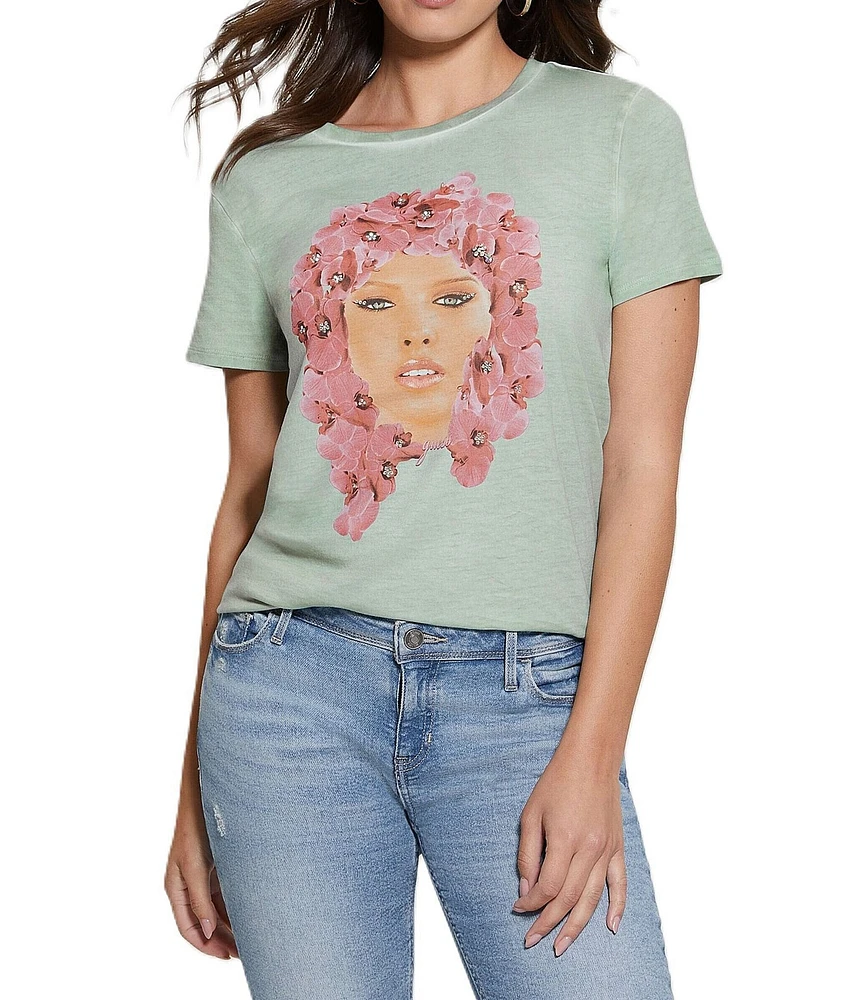 Guess Orchid Queen Short Sleeve Graphic T-Shirt